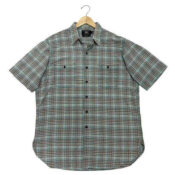 RRL Ralph Lauren Double RL Button Down Shirt Plaid Short Sleeve Southwestern L - Picture 1 of 7
